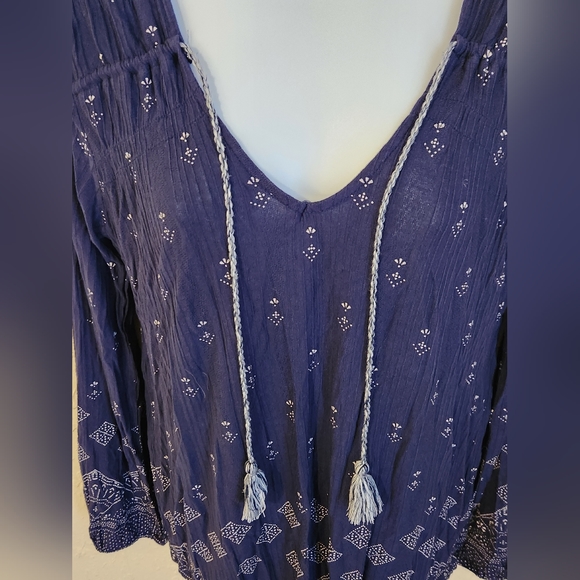 Lucky Brand Bohemian Blouse Navy Size Small ☆NWOT☆ - Picture 5 of 8